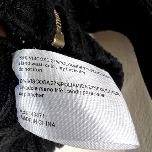 Frankies Bikinis Cable Knit Cardigan Sweater Jacket Full Zip Up Hoodie Black XS - Picture 3 of 4